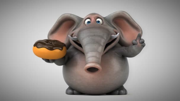 Lustiger Elefant mit Donut — Stockvideo