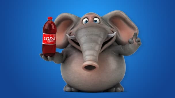 Funny elephant gospodarstwa soda — Wideo stockowe