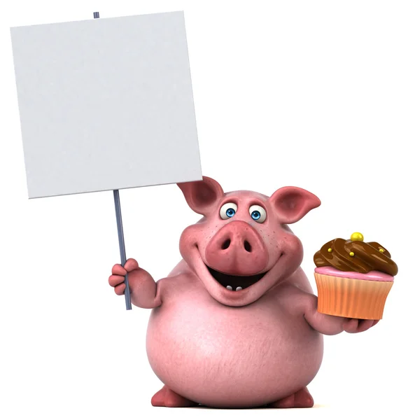 Grappige varkensbedrijf kaart en taart — Stockfoto