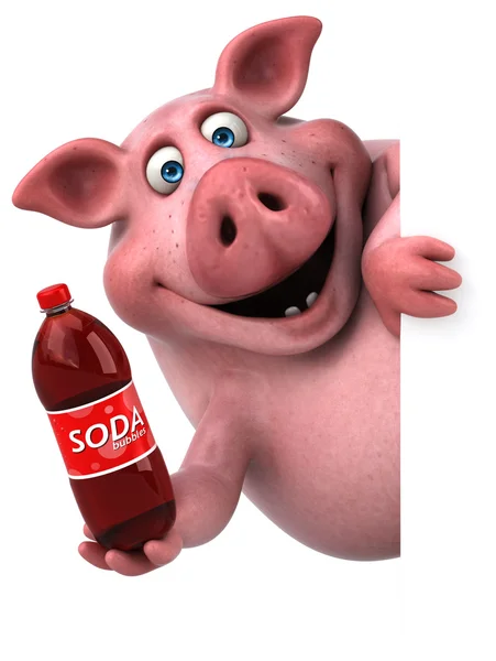 Tarjeta de tenencia de cerdo y soda — Foto de Stock