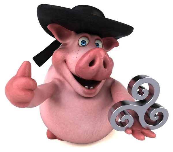Caricatura cerdo celebración signo — Foto de Stock