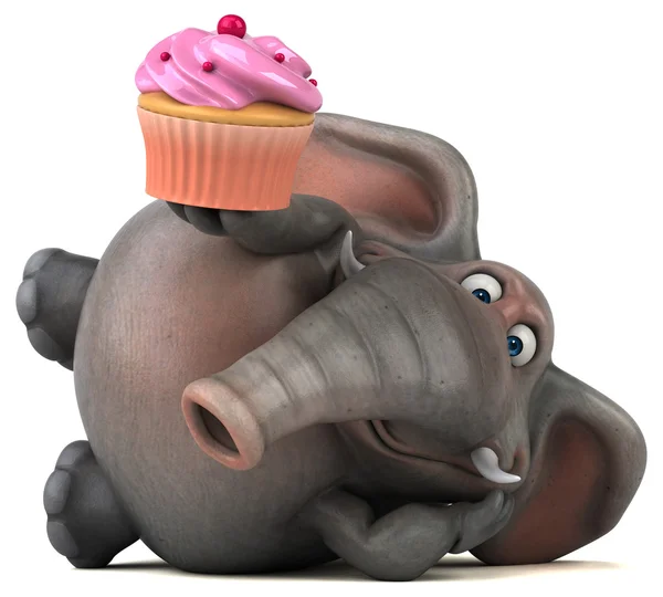 Elephant innehav cupcake — Stockfoto