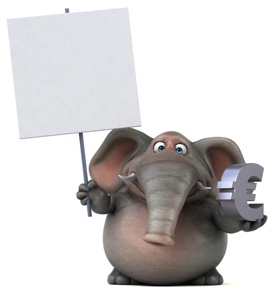Slon drží znak kartu a euro — Stock fotografie