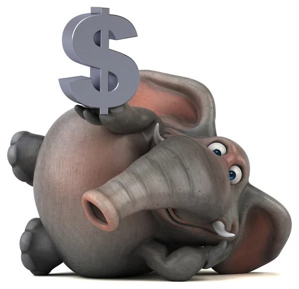 Elephant holding dollar sign — Stock Photo, Image