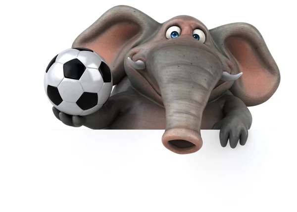 Elephant holding card  and ball — Stock Photo, Image