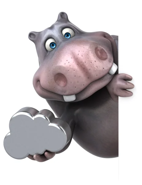 Divertido hipopótamo segurando nuvem — Fotografia de Stock