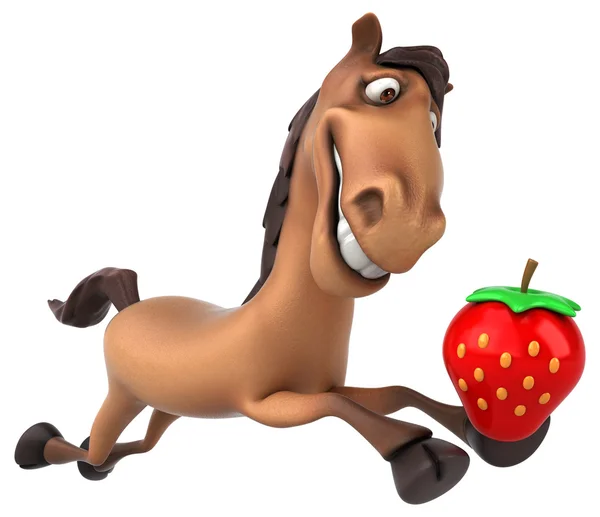 Cavallo che tiene fragola — Foto Stock