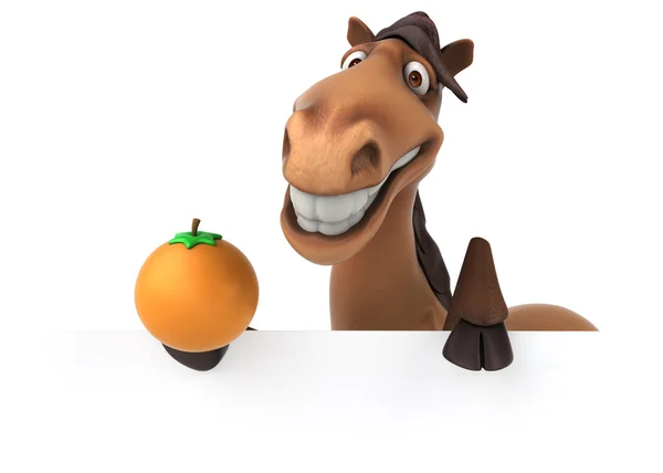 Cartão de retenção de cavalo e laranja — Fotografia de Stock