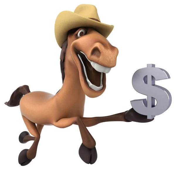 Кінь тримає знак долара — стокове фото
