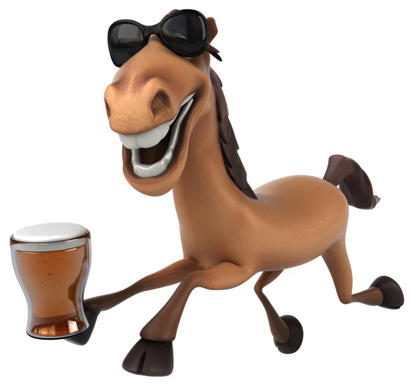 Paard bedrijf bier — Stockfoto