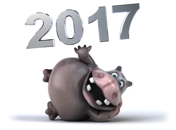 Leuk hippo en 2017 teken — Stockfoto