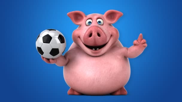 Cerdo divertido con bola — Vídeo de stock