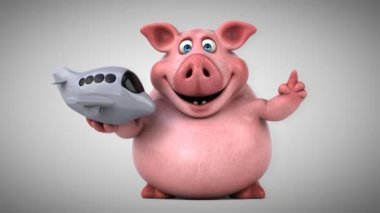 uçak ile komik domuz