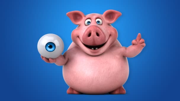 Funny pig with eye — Stock Video