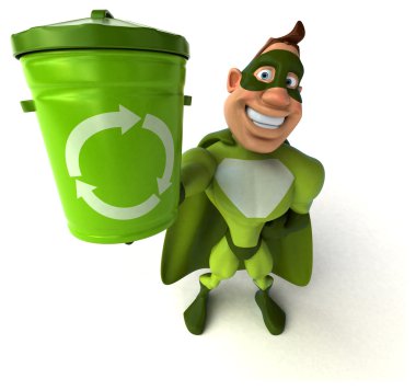 süper kahraman holding bin 