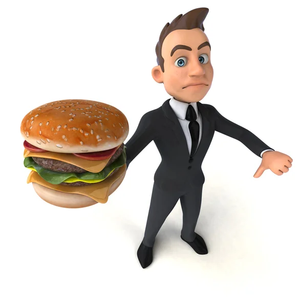 Businessman holding burger — Stock Photo, Image