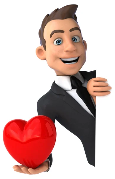 Business man holding card and heart — стоковое фото