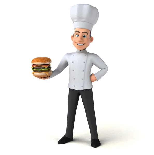 Chef holding hamburger — Stockfoto