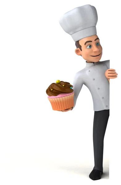 Chef memegang cupcake — Stok Foto