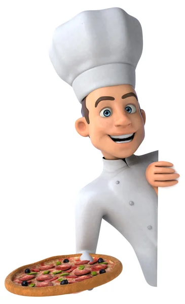 Chef holding pizza — Stock Photo, Image