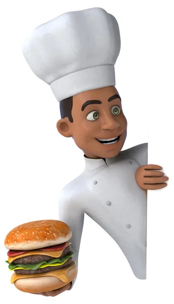 Chef in possesso di hamburger — Foto Stock