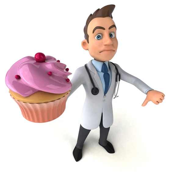 Medico che tiene cupcake — Foto Stock