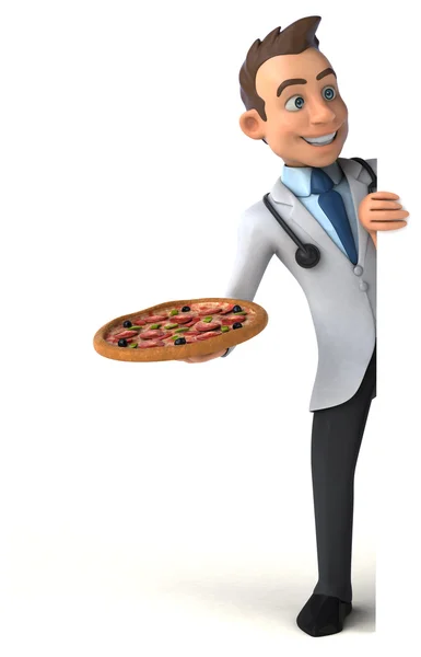 Carte de titulaire de médecin et pizza — Photo