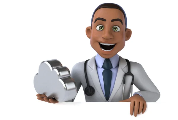 Doctor holding card and cloud — Stock Photo, Image