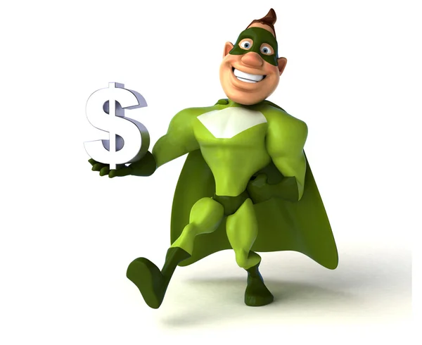 Superhero holding dollar sign — Stock Photo, Image