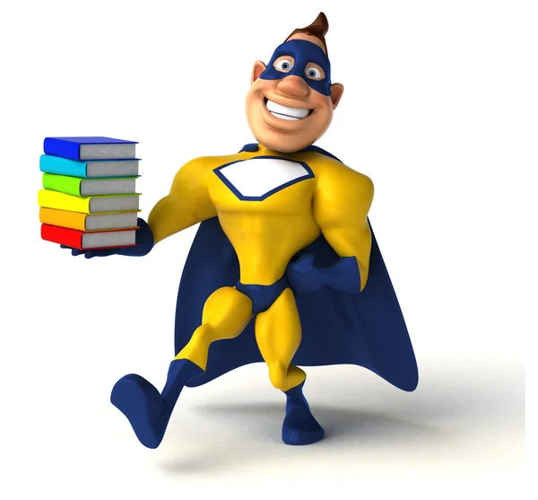 Superheld mit Büchern — Stockfoto