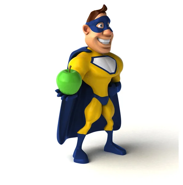 Superhero holding apple — Stock Photo, Image