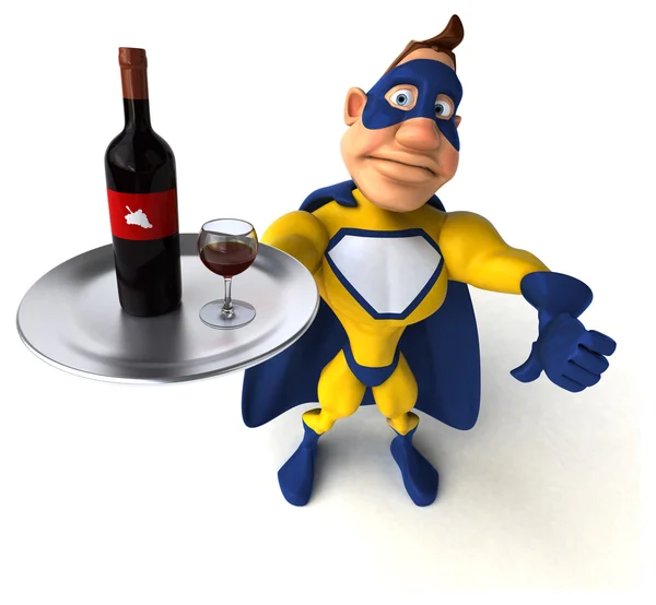 Superheld mit Wein — Stockfoto