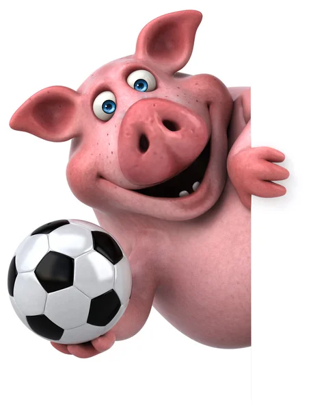 Свинья держит карты и мяч — стоковое фото
