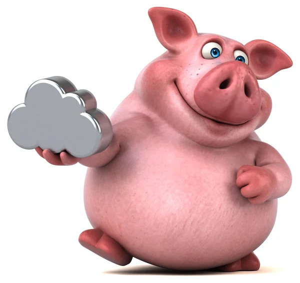 Bulut işareti tutarak domuz — Stok fotoğraf