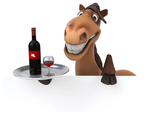 Paard bedrijf kaart en wijn — Stockfoto