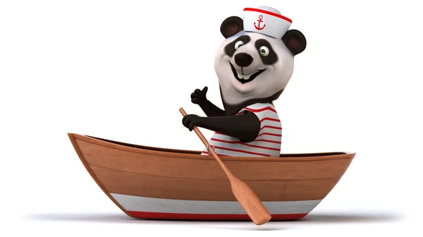 Fun panda rowing — Stock Photo, Image