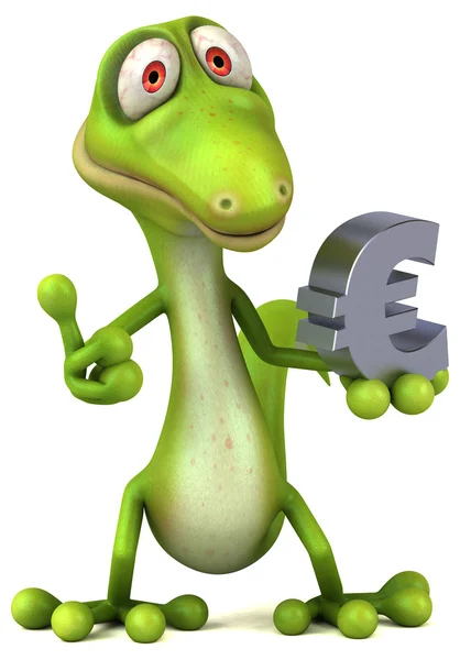 Lizard holding euro — Stock Photo, Image
