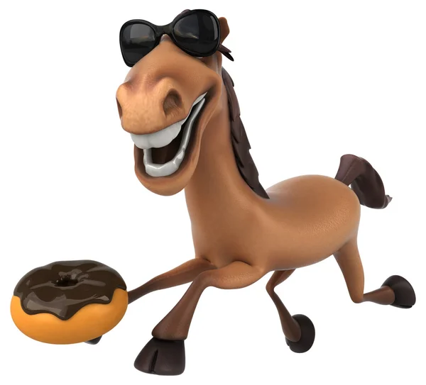 Horse holding donut — Stock Photo, Image