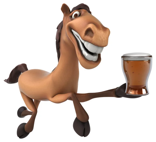 Лошадь держит пиво — стоковое фото