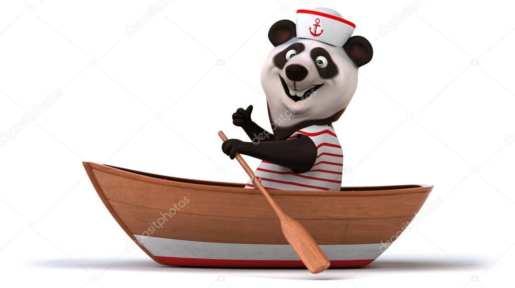 Fun panda rowing