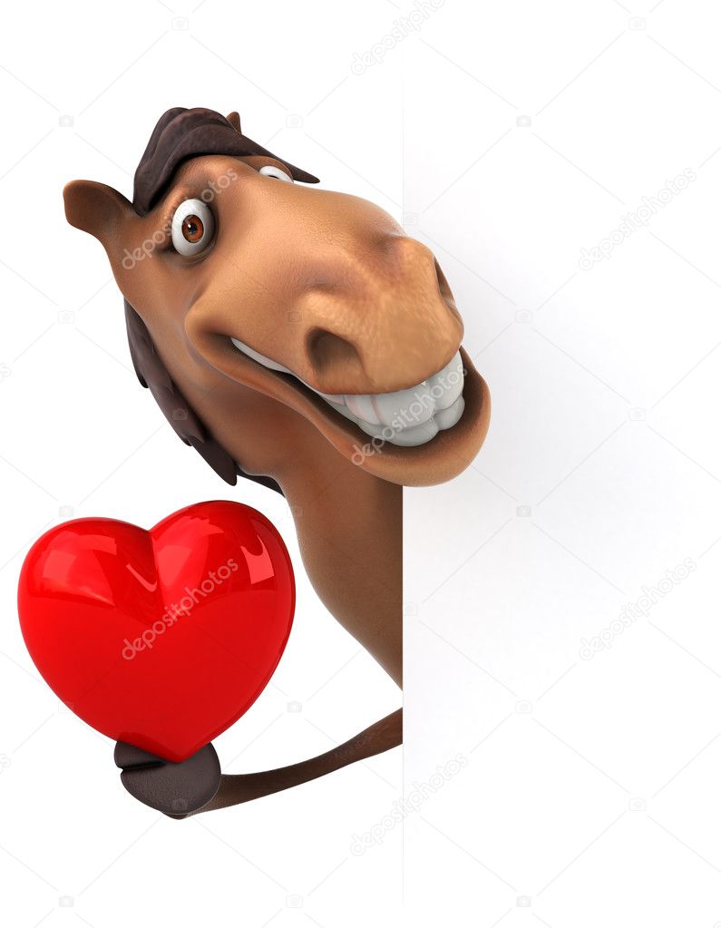 horse holding card and heart