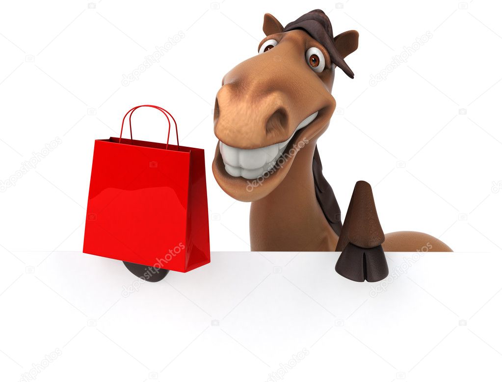 Horse holding card and bag Stock Photo by ©julos 125569040