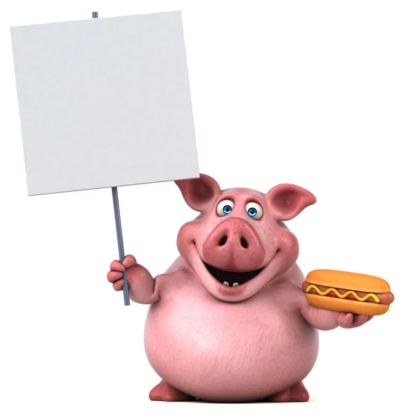돼지 보유 카드와 핫도그 — 스톡 사진