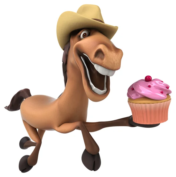 Cavallo che tiene cupcake — Foto Stock