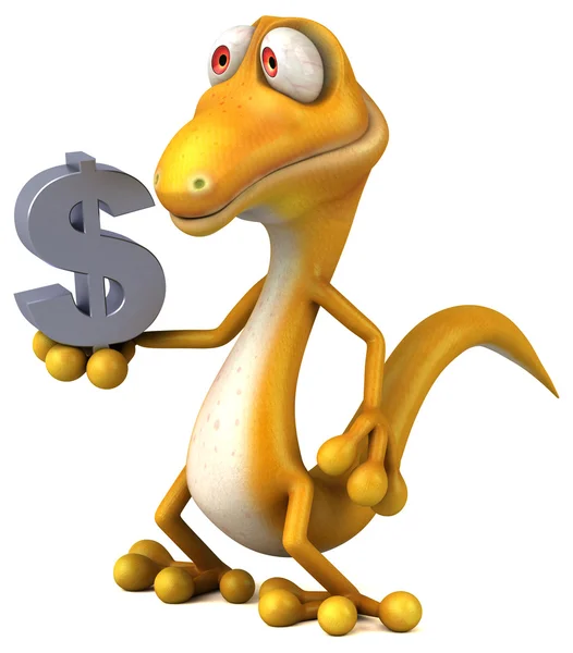 Lizard holding dollar — Stock Photo, Image