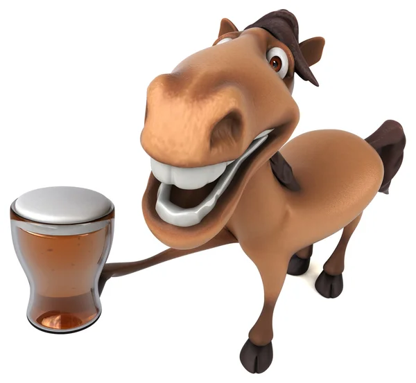 Horse holding beer — Stock Photo, Image