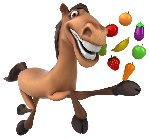 Koně hospodářství ovoce a zelenina — Stock fotografie