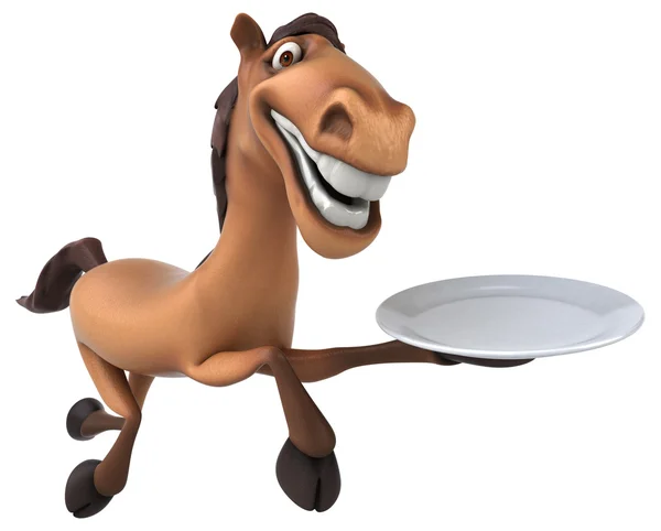 Horse holding plate — Stock Photo, Image