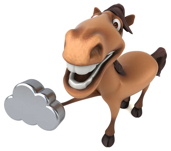 Horse holding cloud sign — Stock Photo, Image