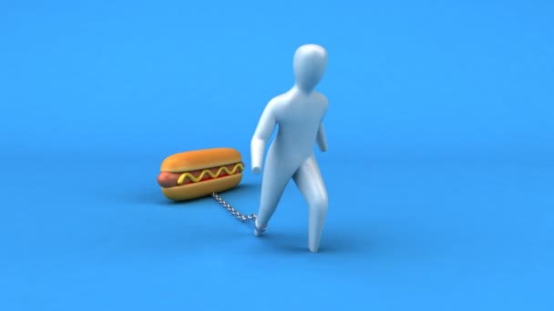 Břemeno symbol s hotdog — Stock video